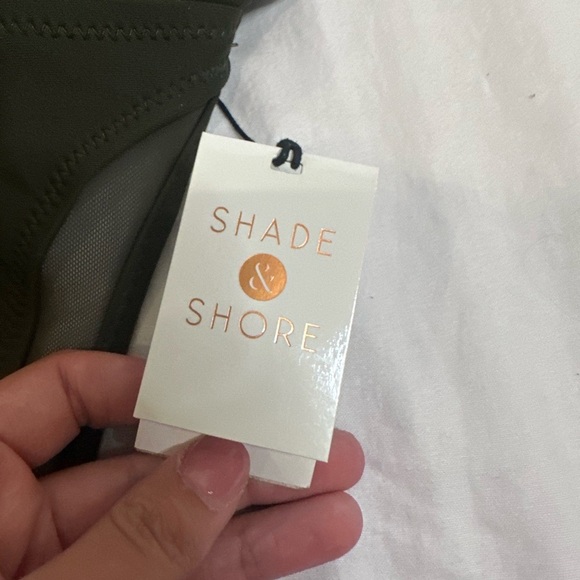 Dark green women’s one piece swimsuit, open back, mesh sidings, NWT, size small - Picture 4 of 5